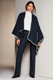 Lipsy Navy Blue Soft Cosy Patch Pocket Tipped Whipstitch Cape - Image 3 of 4