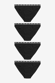 Black High Leg Cotton Rich Logo Knickers 4 Pack - Image 1 of 5