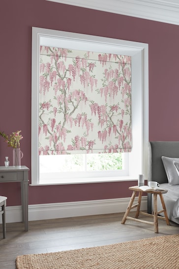 Laura Ashley Coral Pink Wisteria Made to Measure Roman Blinds