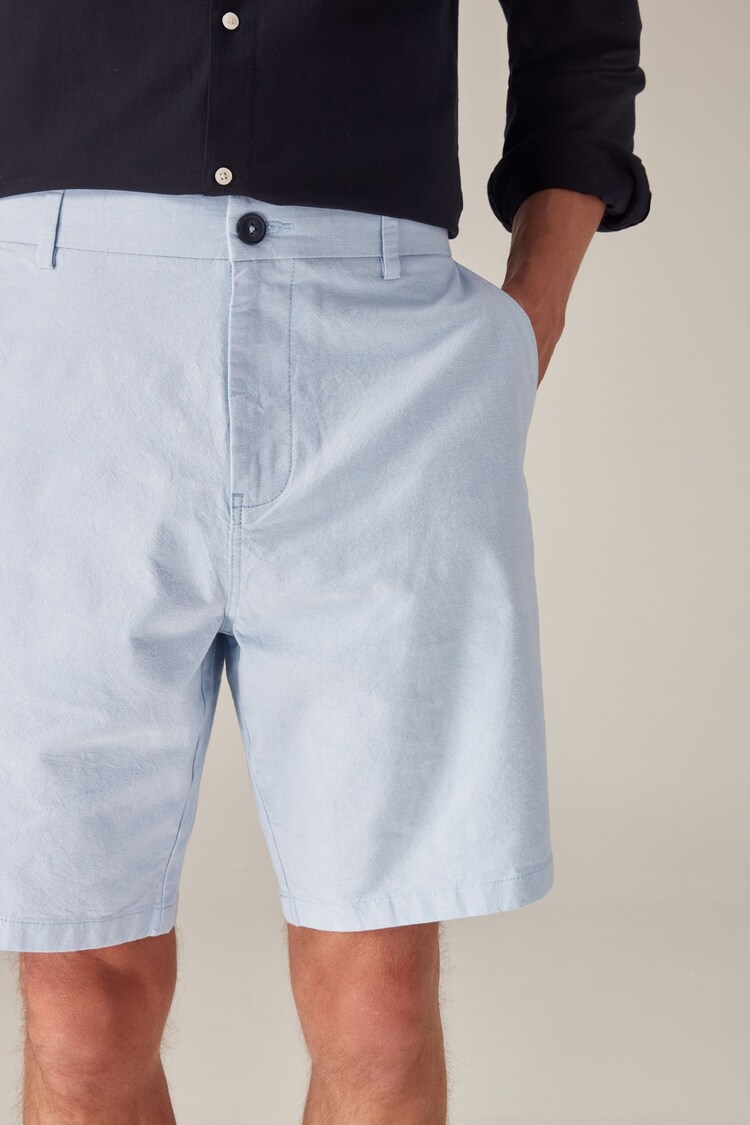 Light Blue Oxford Straight Fit Stretch Chinos Shorts - Image 5 of 9