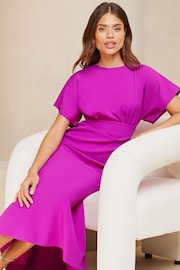 Lipsy Pink Petite Flutter Sleeve Underbust Midi Dress - Image 3 of 4