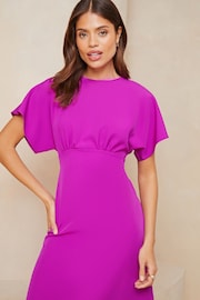 Lipsy Pink Petite Flutter Sleeve Underbust Midi Dress - Image 4 of 4