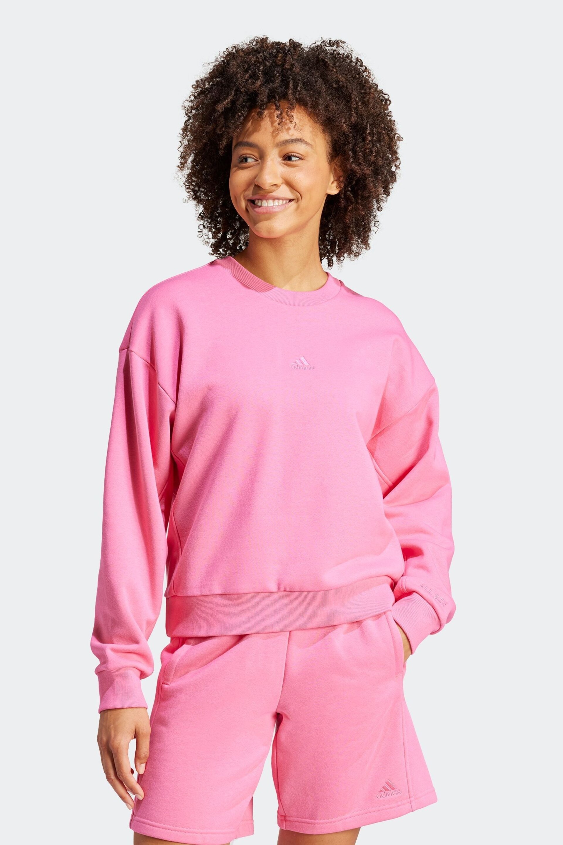adidas Pink Sportswear All Szn Fleece Loose Sweatshirt - Image 1 of 7