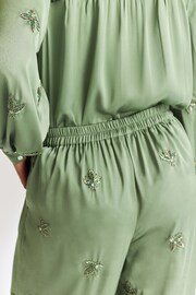 Green Embellished Wide Leg Occasion Trousers - Image 4 of 7