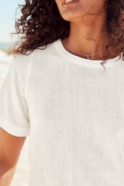 White Summer T-Shirt With Linen - Image 4 of 6