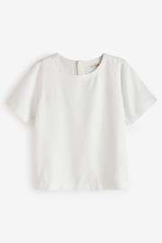White Summer T-Shirt With Linen - Image 5 of 6