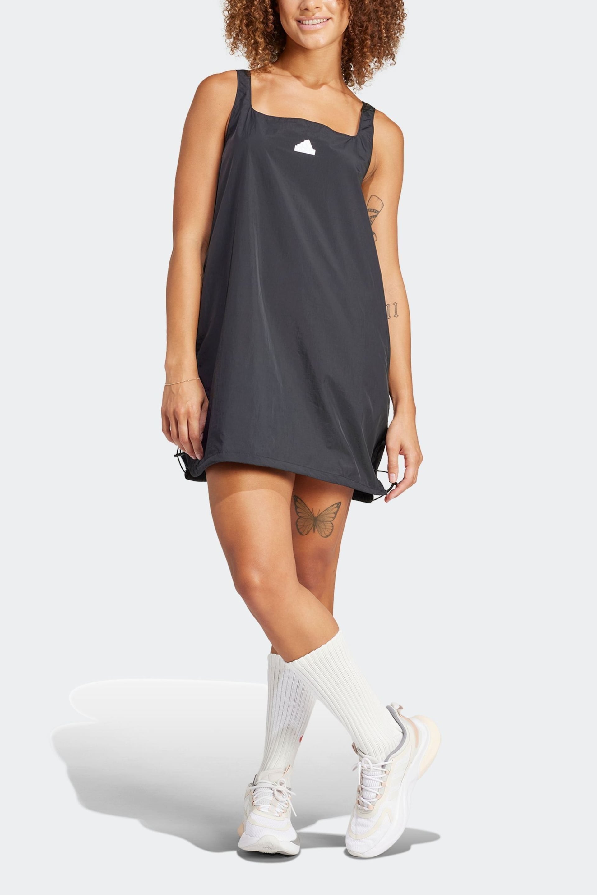 adidas Black Sportswear City Escape Summer Dress - Image 2 of 6