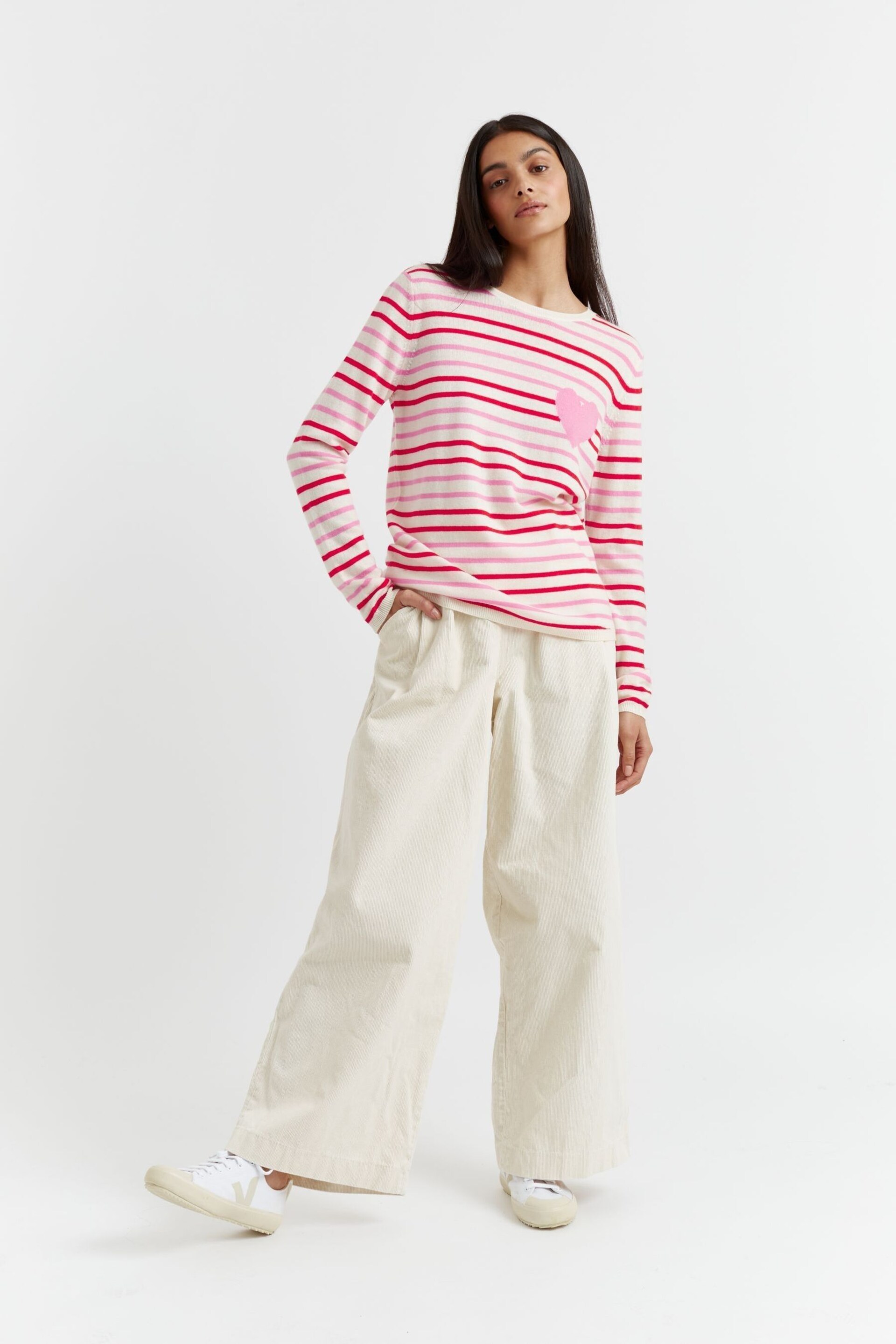 Chinti & Parker Breton Heart Cashmere Blend Stripe Sweater - Image 1 of 4