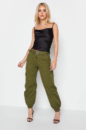 PixieGirl Petite Green Belted Cuffed Jogger Jeans