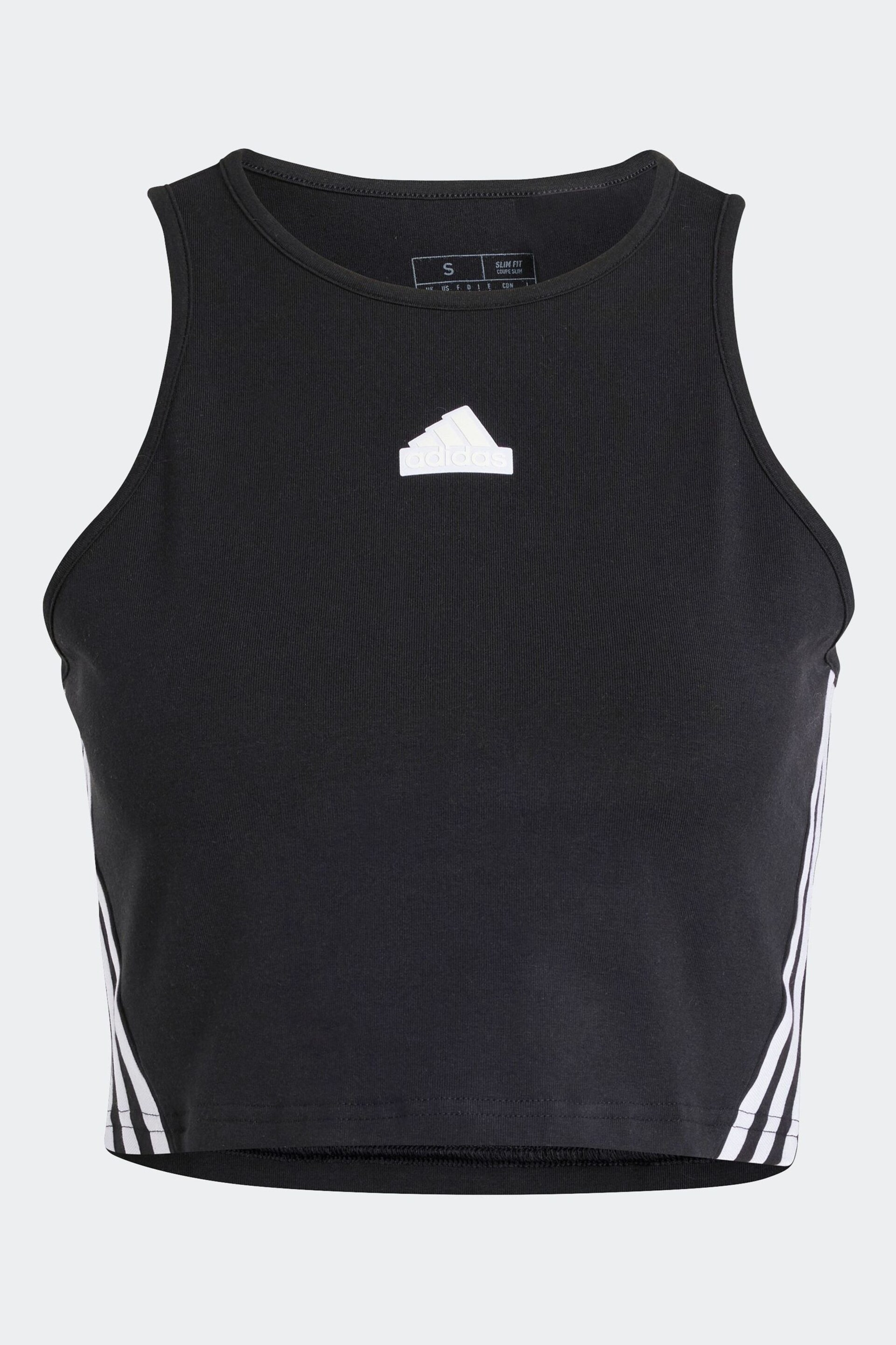 adidas Black Sportswear Future Icons 3-Stripes Crop Top - Image 8 of 8