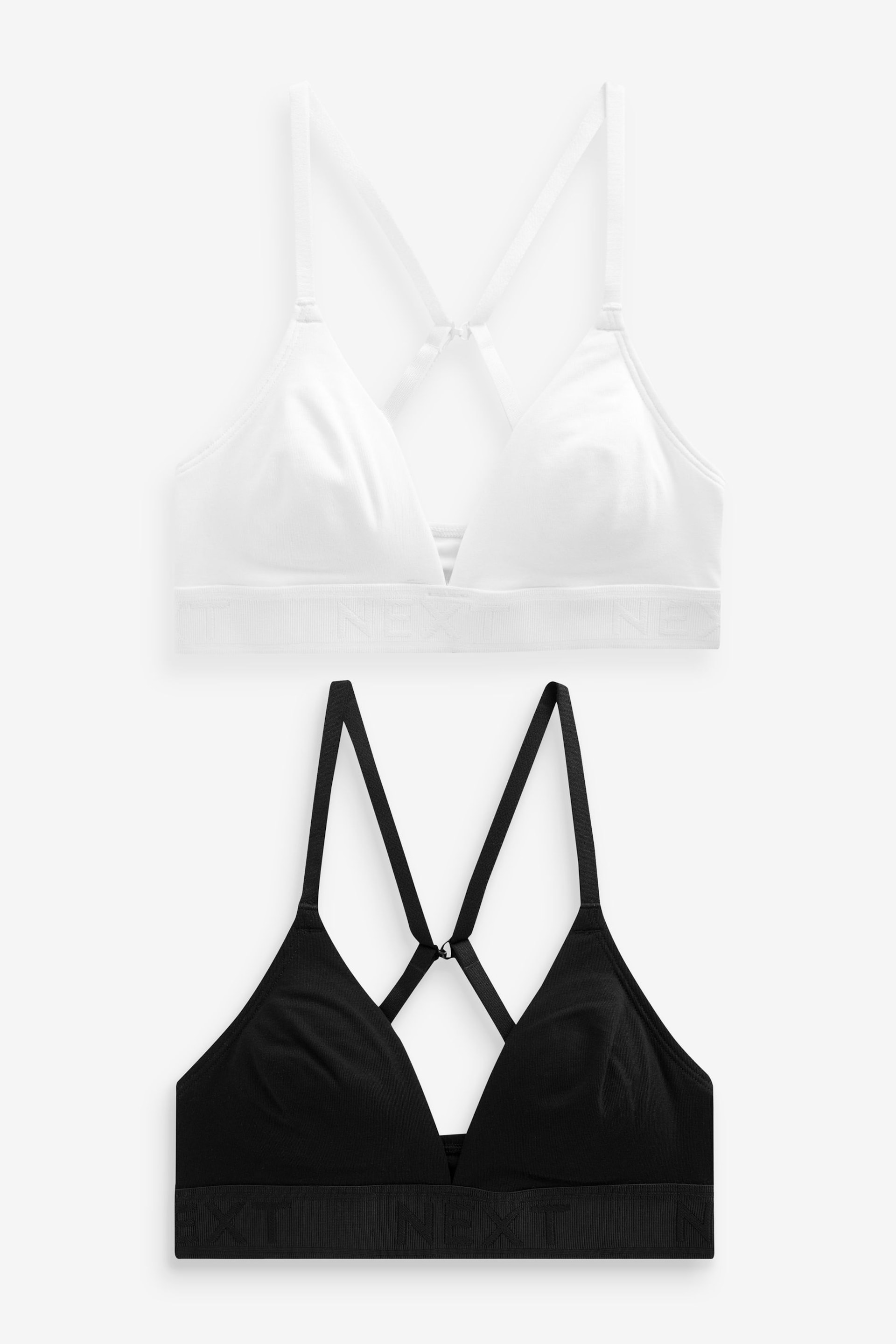 Black/White Cotton Logo Triangle Bralets 2 Pack - Image 8 of 11