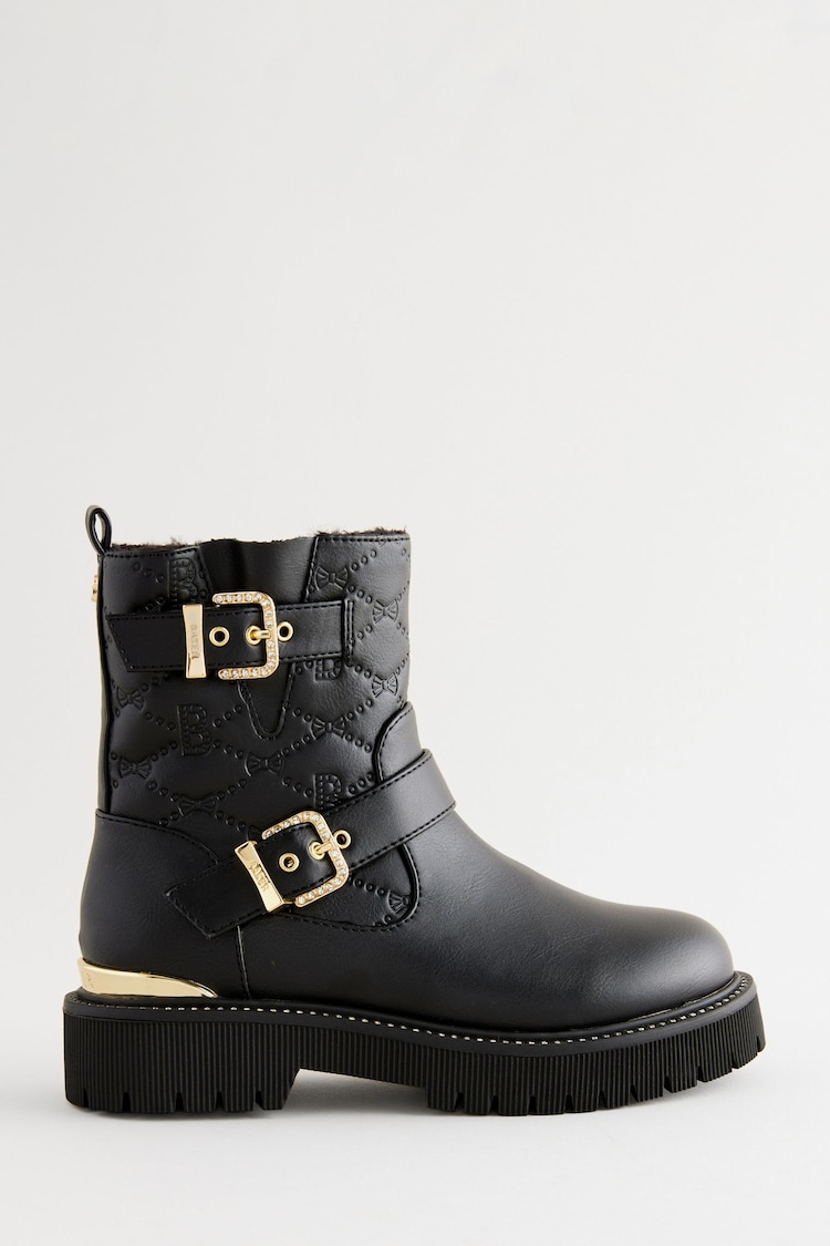 Baker by Ted Baker Girls Gold Buckled Black Boots - Image 2 of 6