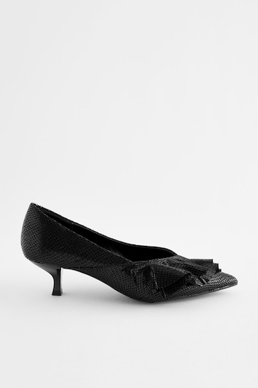 Black Forever Comfort® Ruffle Kitten Heel Court Shoes