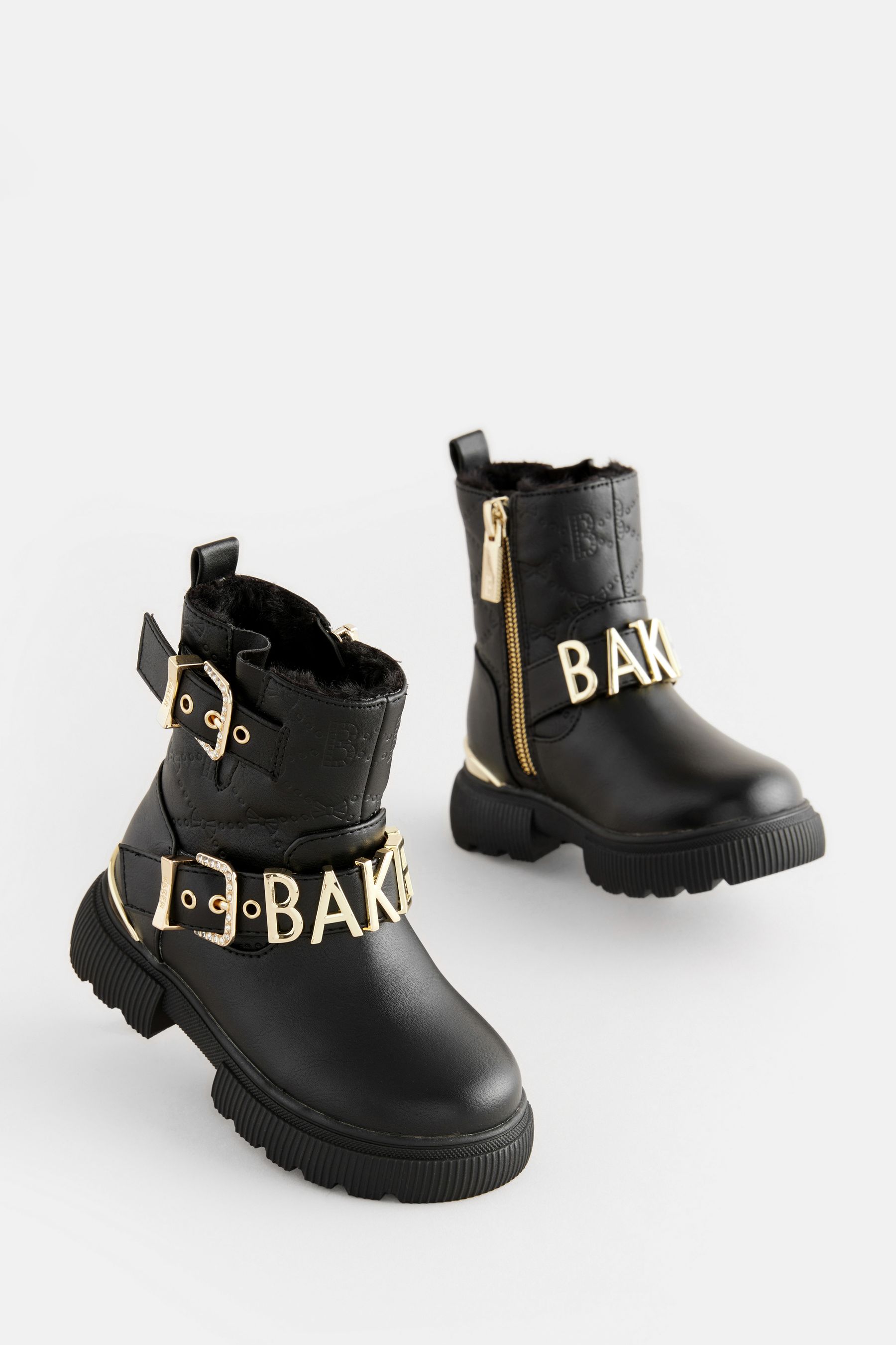 Buy Baker by Ted Baker Girls Gold Buckled Black Boots from the Next UK online shop
