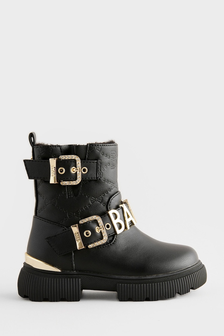 Baker by Ted Baker Girls Gold Buckled Black Boots - Image 2 of 8