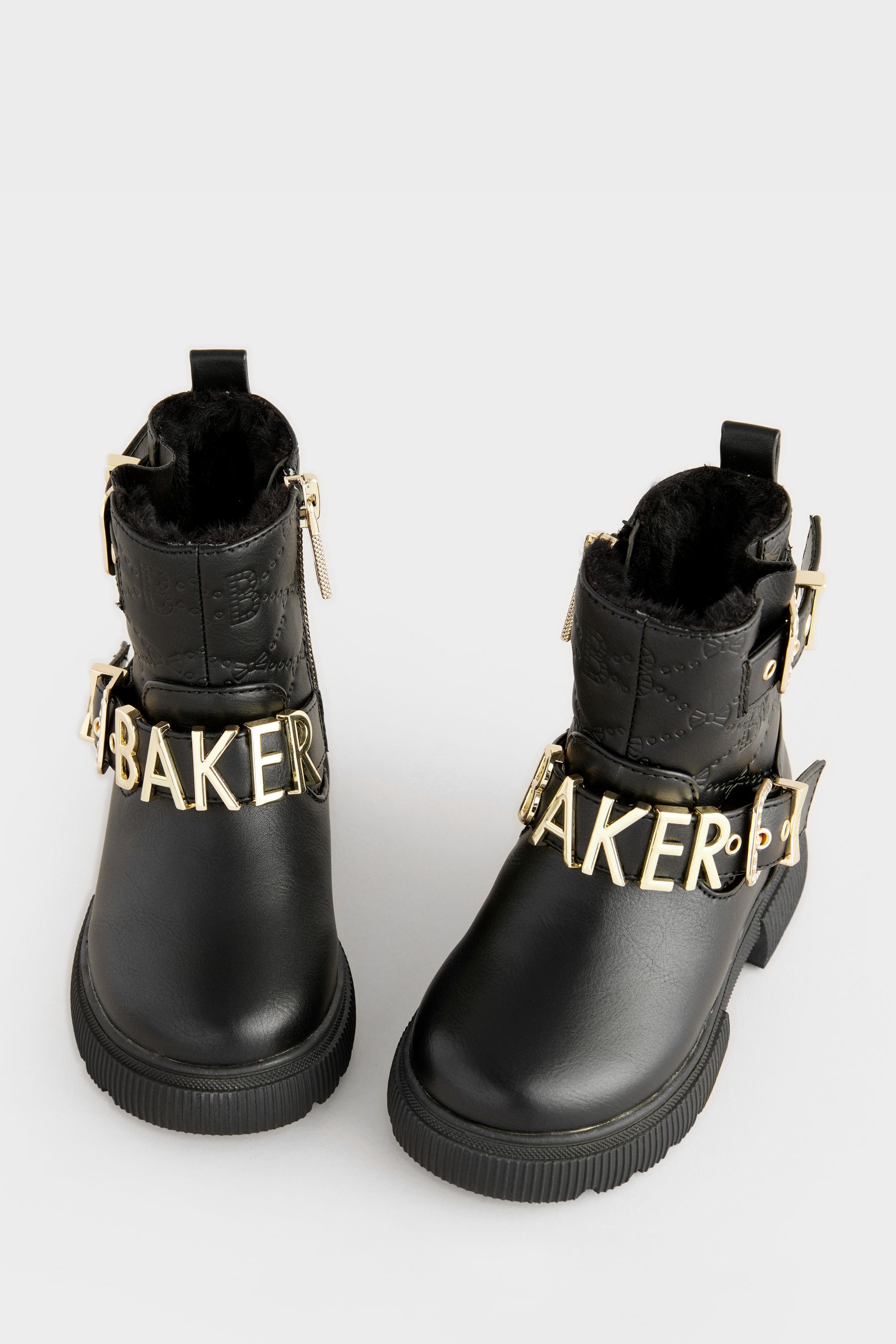 Baker by Ted Baker Girls Gold Buckled Black Boots