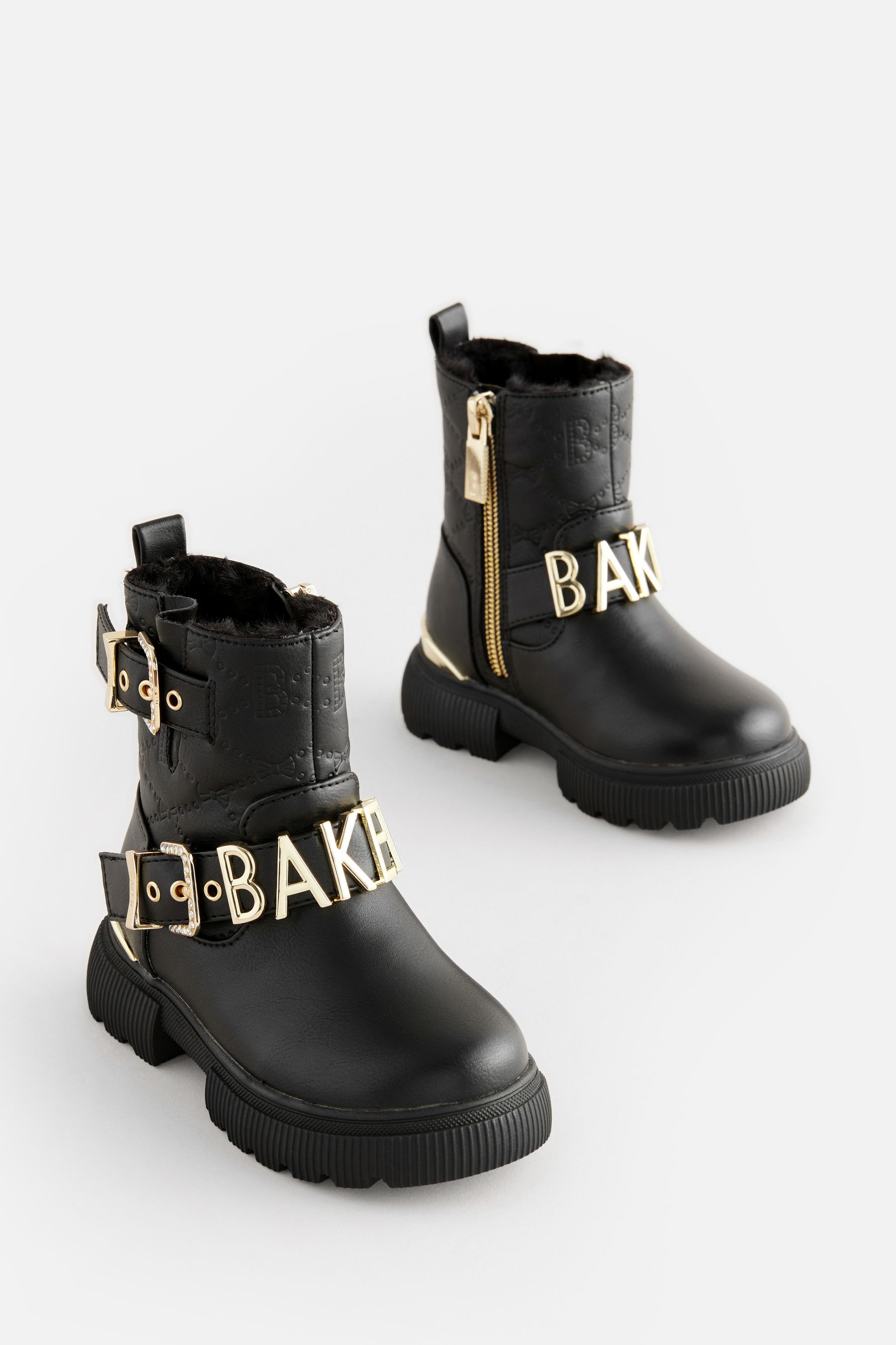 Buy Baker by Ted Baker Girls Gold Buckled Black Boots from Next Luxembourg