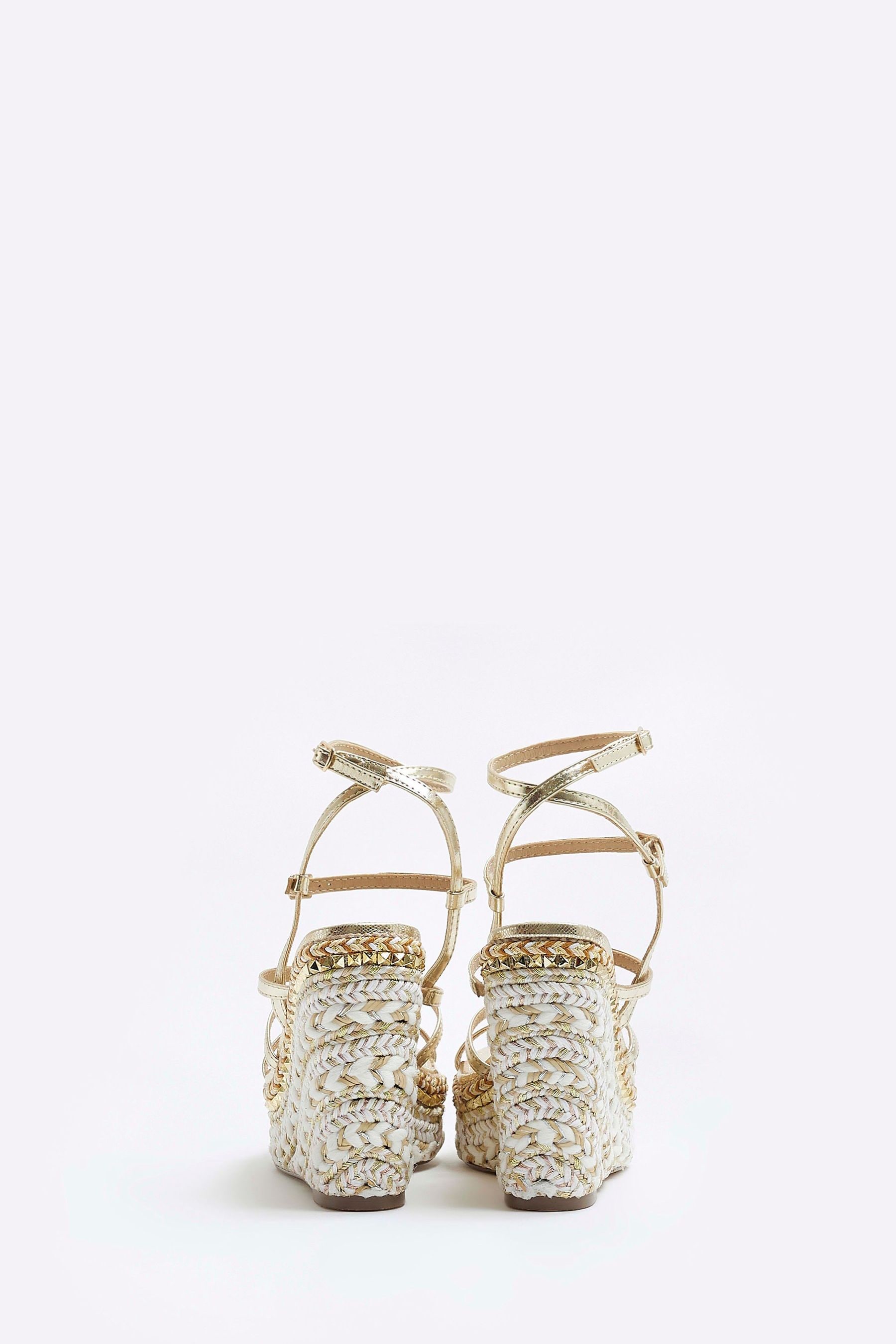 Buy River Island Gold Strappy Wedge Sandals from Next Luxembourg
