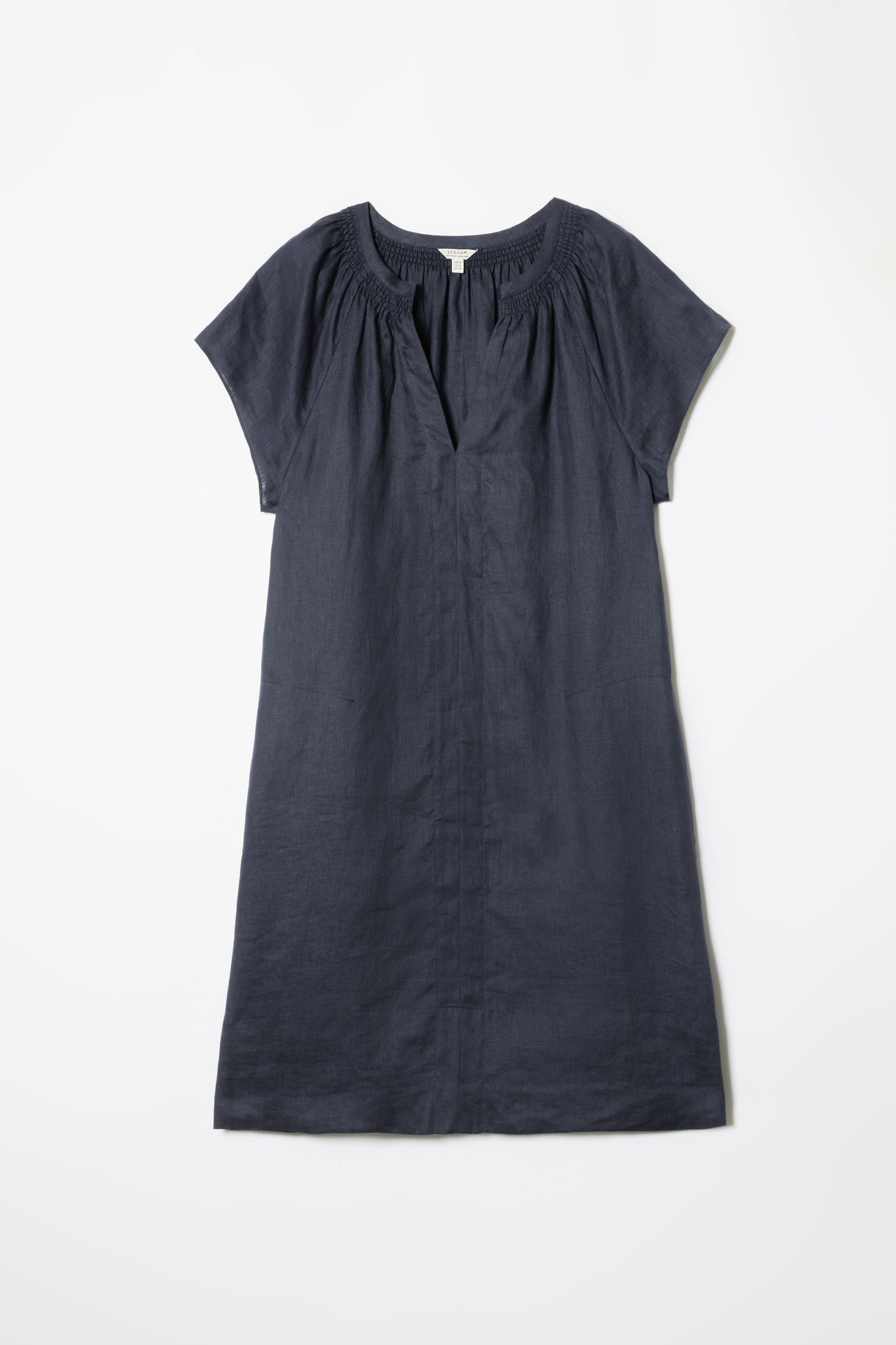 Jigsaw Grey Linen Smocked T shirt Dress