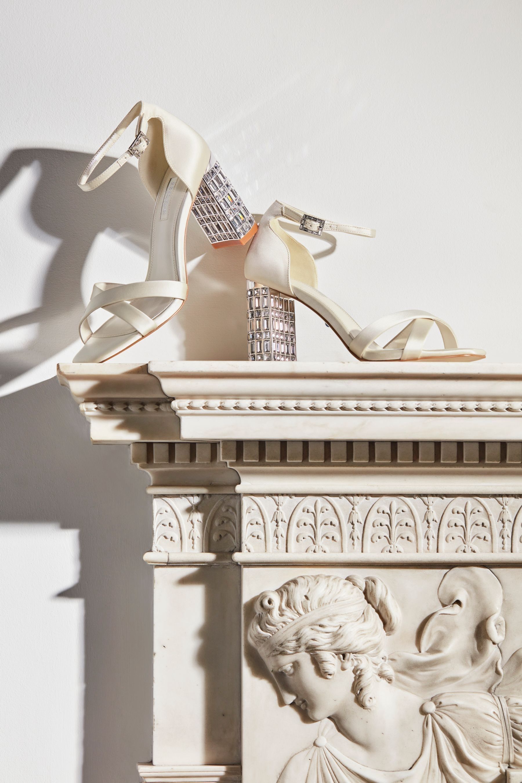 Crystal block heel sandals cheap