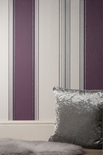 Crown Plum Purple Synergy Stripe Wallpaper