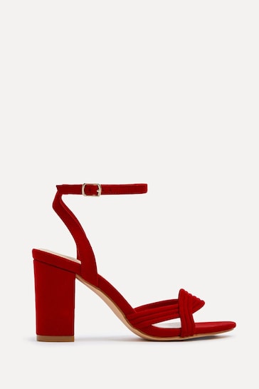 Linzi Red Regina Block Heeled Sandals With Intertwined Front Straps