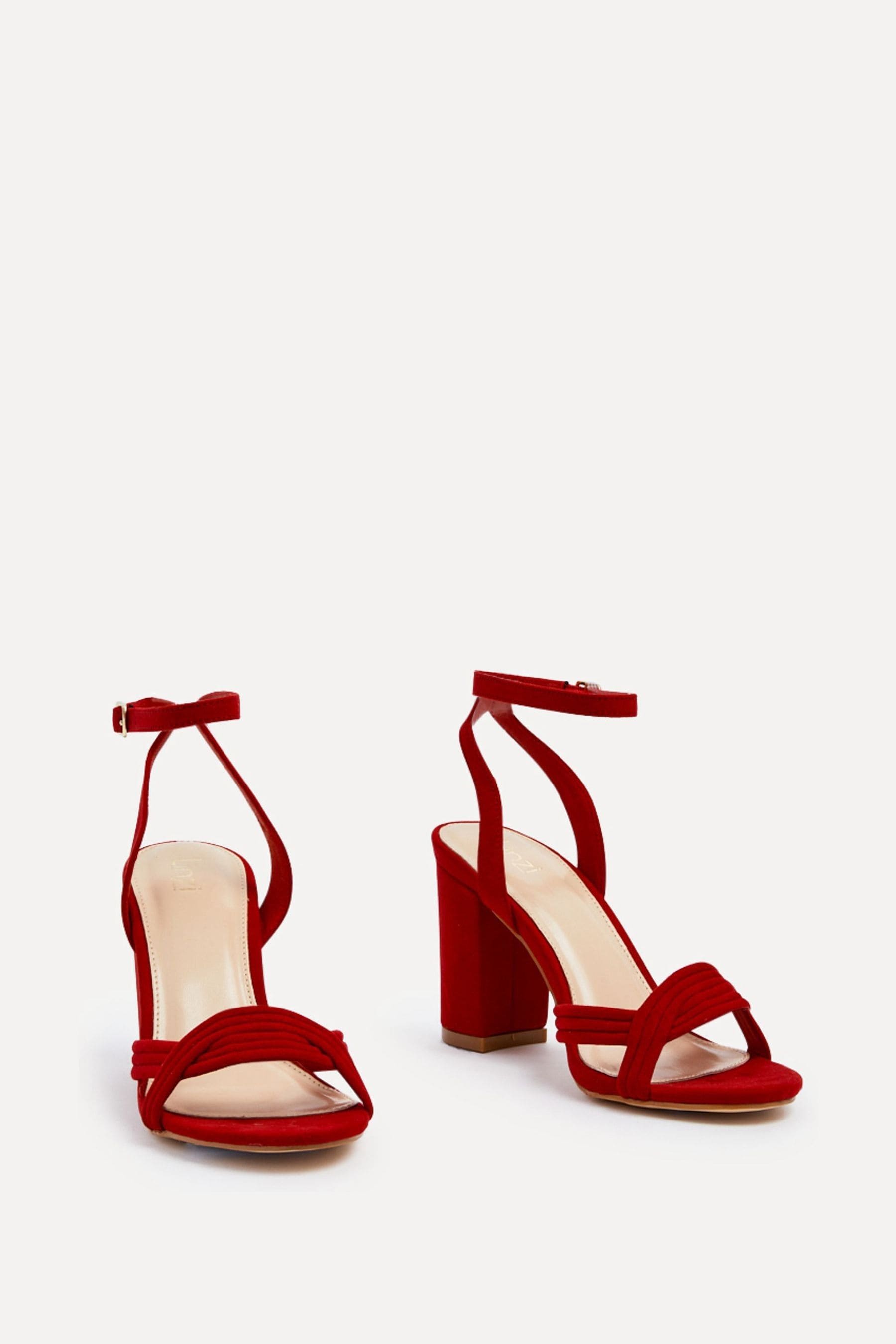 Red block heels sandals on sale