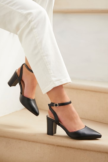 Linzi Black Wide Fit Larsa Pointed Toe Court Shoes