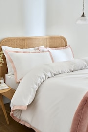 White/Pink Cotton Rich Oxford Duvet Cover and Pillowcase Set - Image 2 of 5