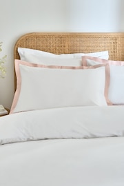 White/Pink Cotton Rich Oxford Duvet Cover and Pillowcase Set - Image 3 of 5