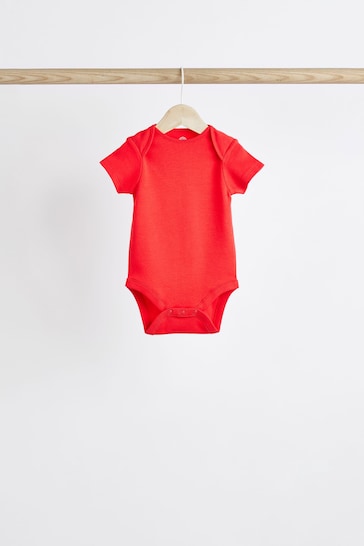 Bright Plain Short Sleeve Baby Bodysuits 5 Pack