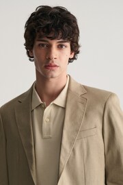 GANT Brown Slim Fit Cotton Linen Blazer - Image 4 of 6