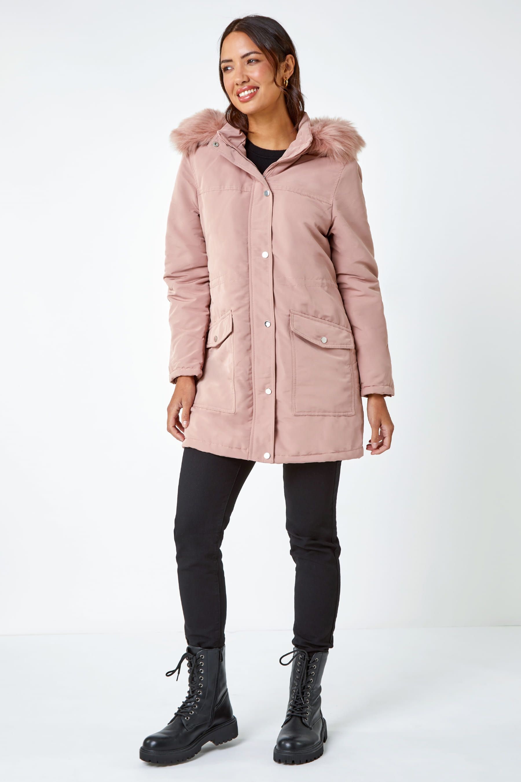 Buy Roman Pink Faux Fur Hood Parka Coat from the Next UK online shop