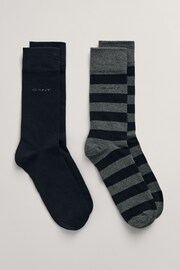 GANT Grey Barstripe & Solid Socks 2 Pack - Image 1 of 1