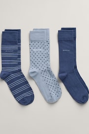 GANT Blue Patterned Socks 3 Pack - Image 1 of 1