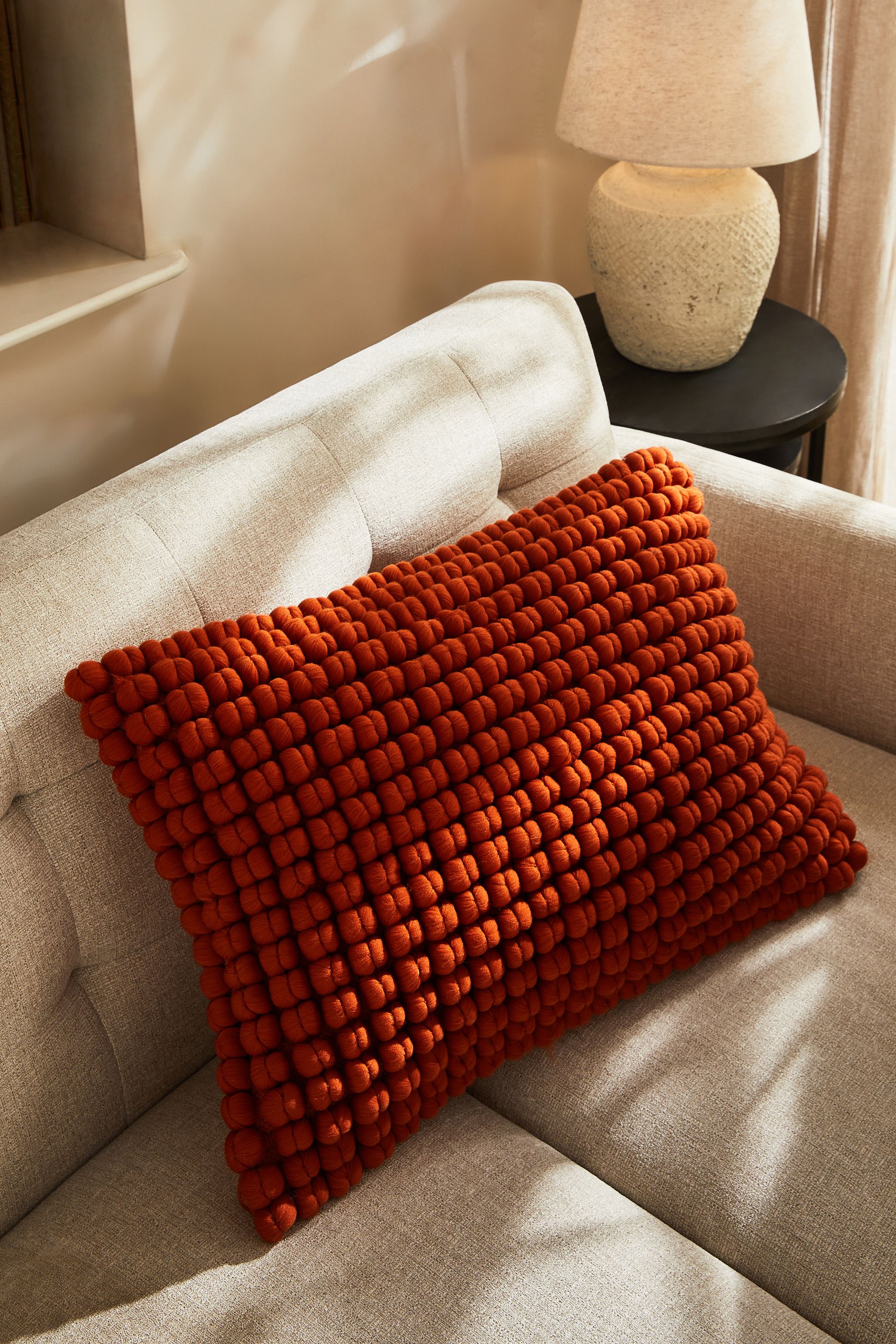 Buy Orange 40 x 59cm Global Bobble 100 Cotton Cushion from the Next UK online shop