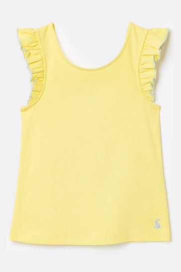 Joules Butterfly Yellow Frill Sleeve Jersey Vest