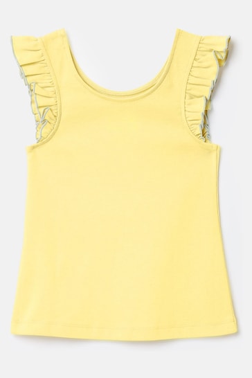Joules Butterfly Yellow Frill Sleeve Jersey Vest