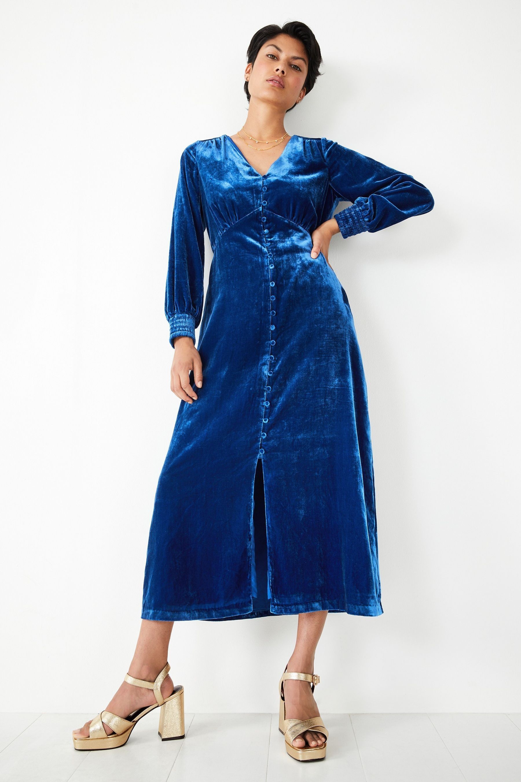 Buy Hush Blue Velvet Valeria Dress from Next Luxembourg