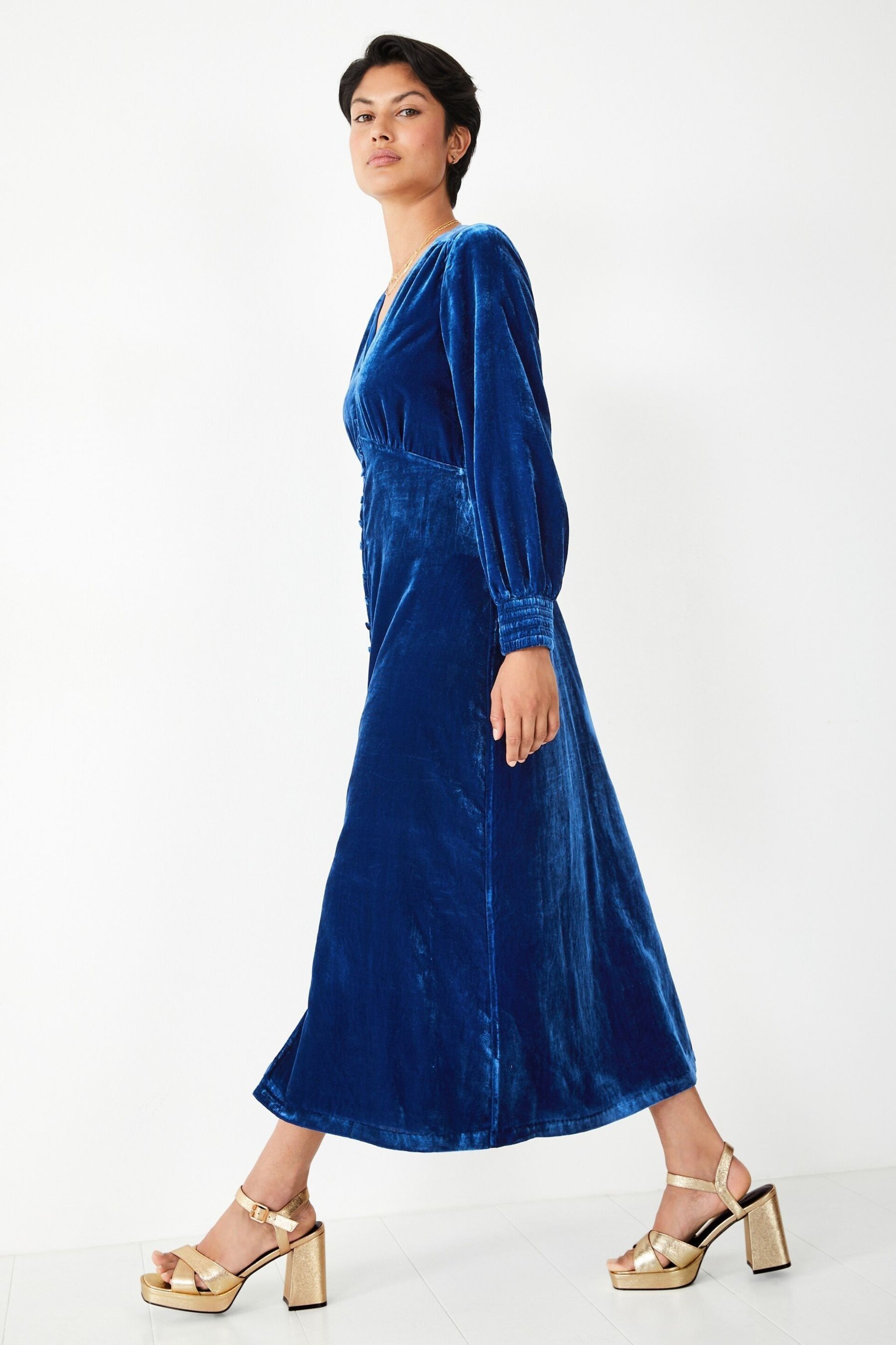 Hush Blue Velvet Valeria Dress - Image 3 of 5