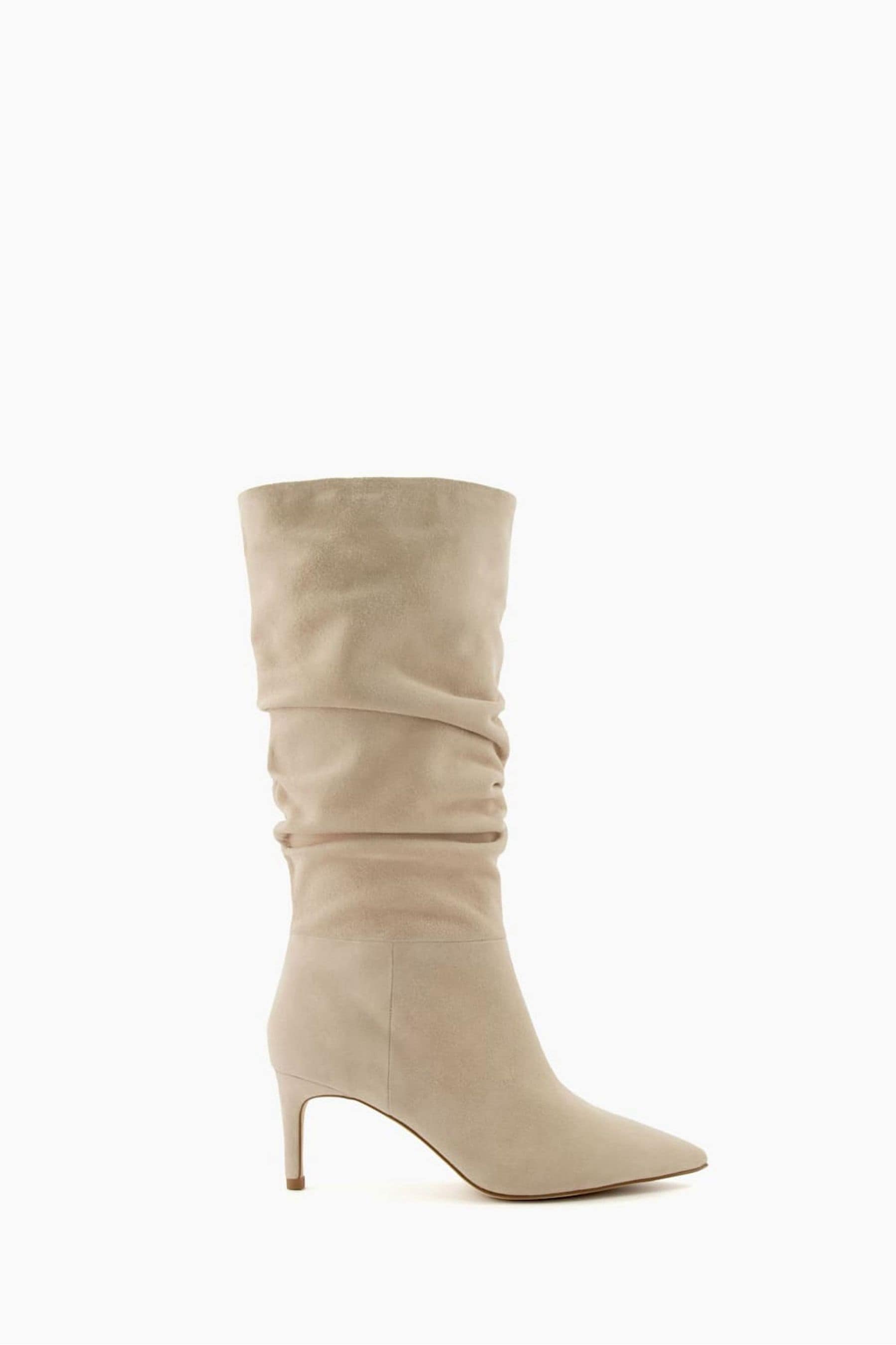 Dune London Slouch Ruched Suede Heeled Boots