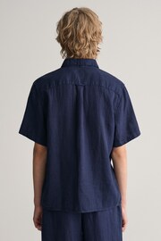 GANT Blue Boys Linen Short Sleeve Shirt - Image 2 of 6