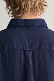 GANT Blue Boys Linen Short Sleeve Shirt - Image 5 of 6