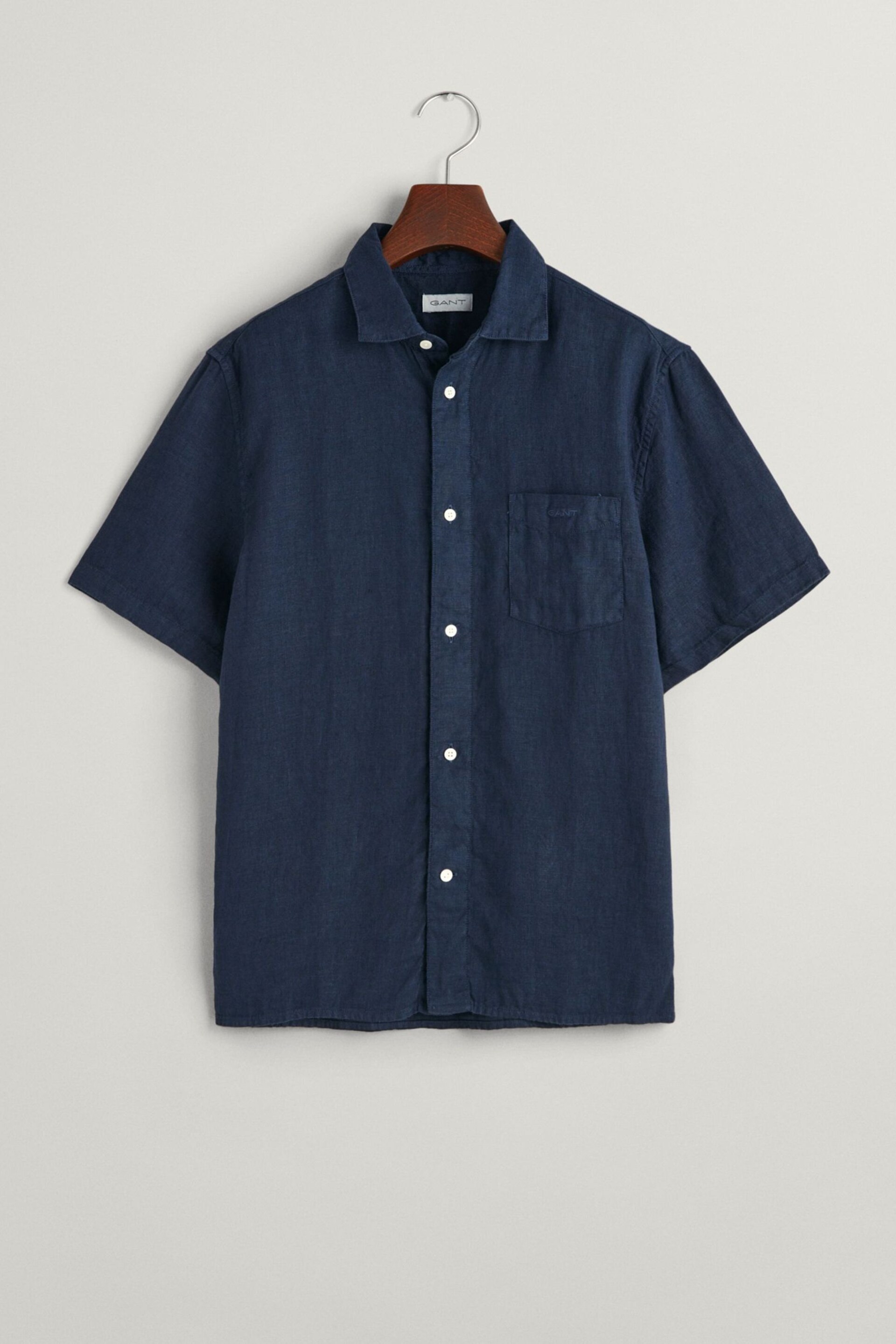 GANT Blue Boys Linen Short Sleeve Shirt - Image 6 of 6