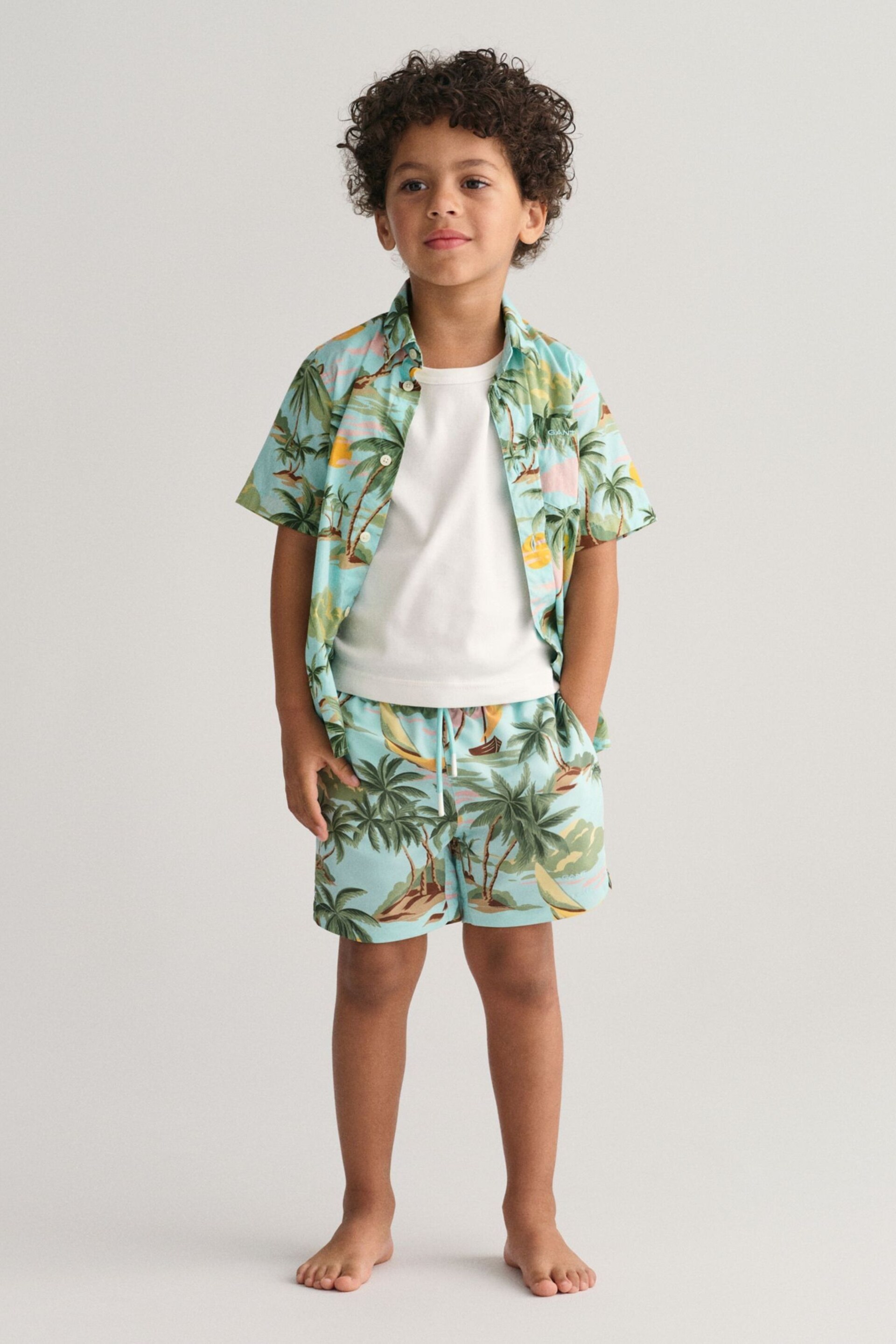 GANT Green Boys Hawaiian Print Swim Shorts - Image 1 of 5