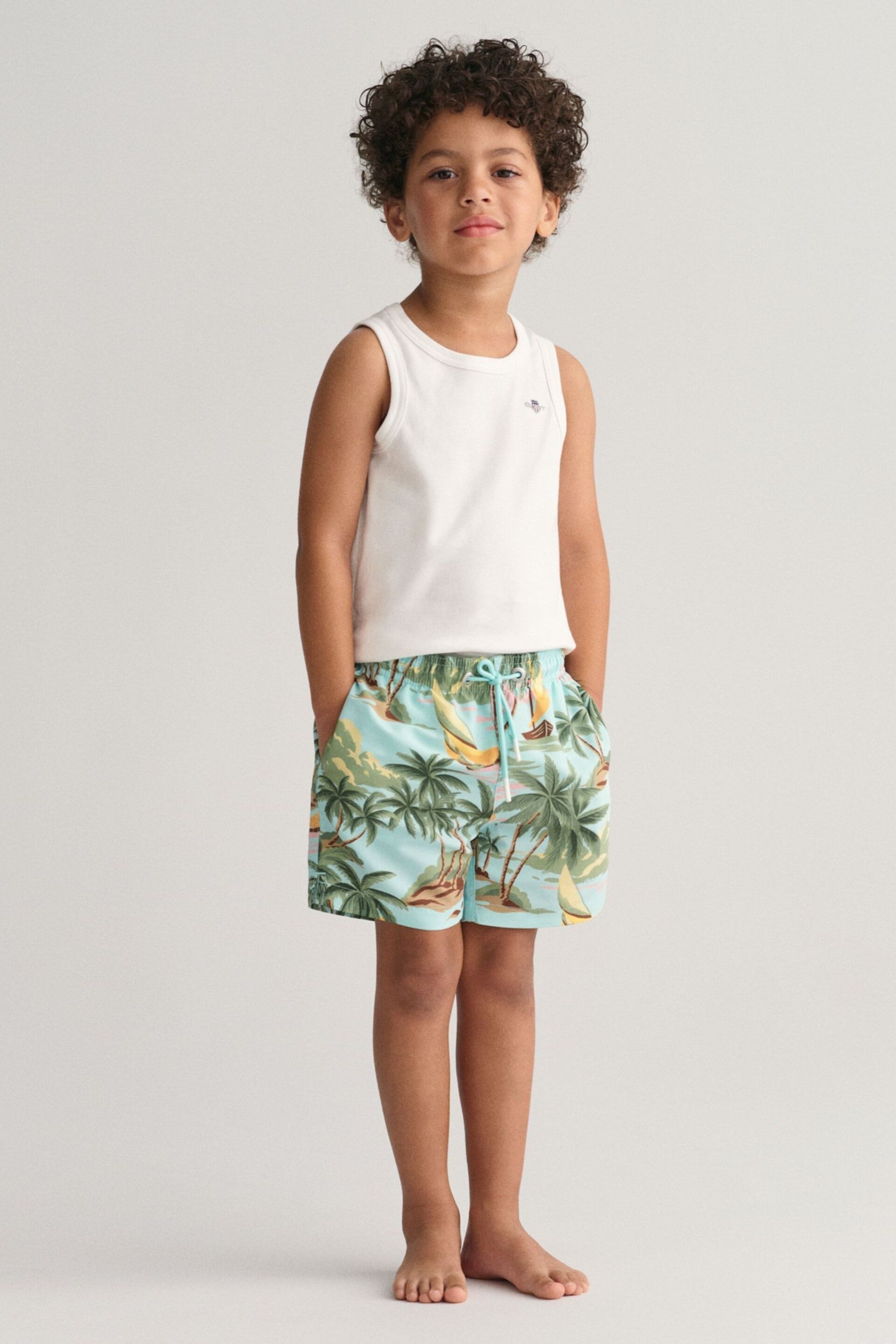 GANT Green Boys Hawaiian Print Swim Shorts - Image 2 of 5