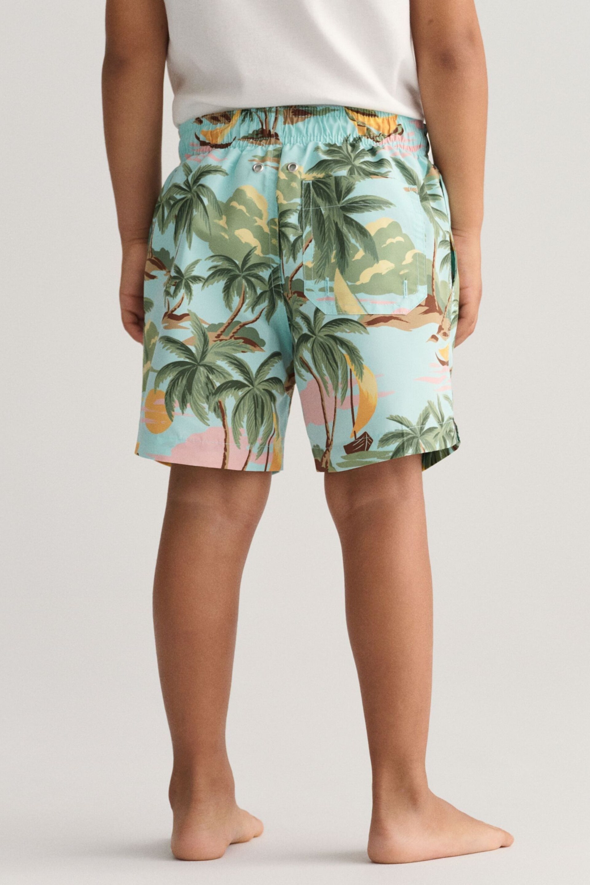 GANT Green Boys Hawaiian Print Swim Shorts - Image 3 of 5