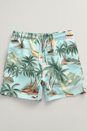 GANT Green Boys Hawaiian Print Swim Shorts - Image 4 of 5