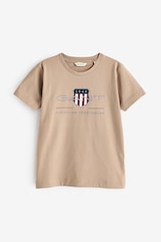 GANT Boys Cream Archive Shield Organic Cotton T-Shirt - Image 1 of 1