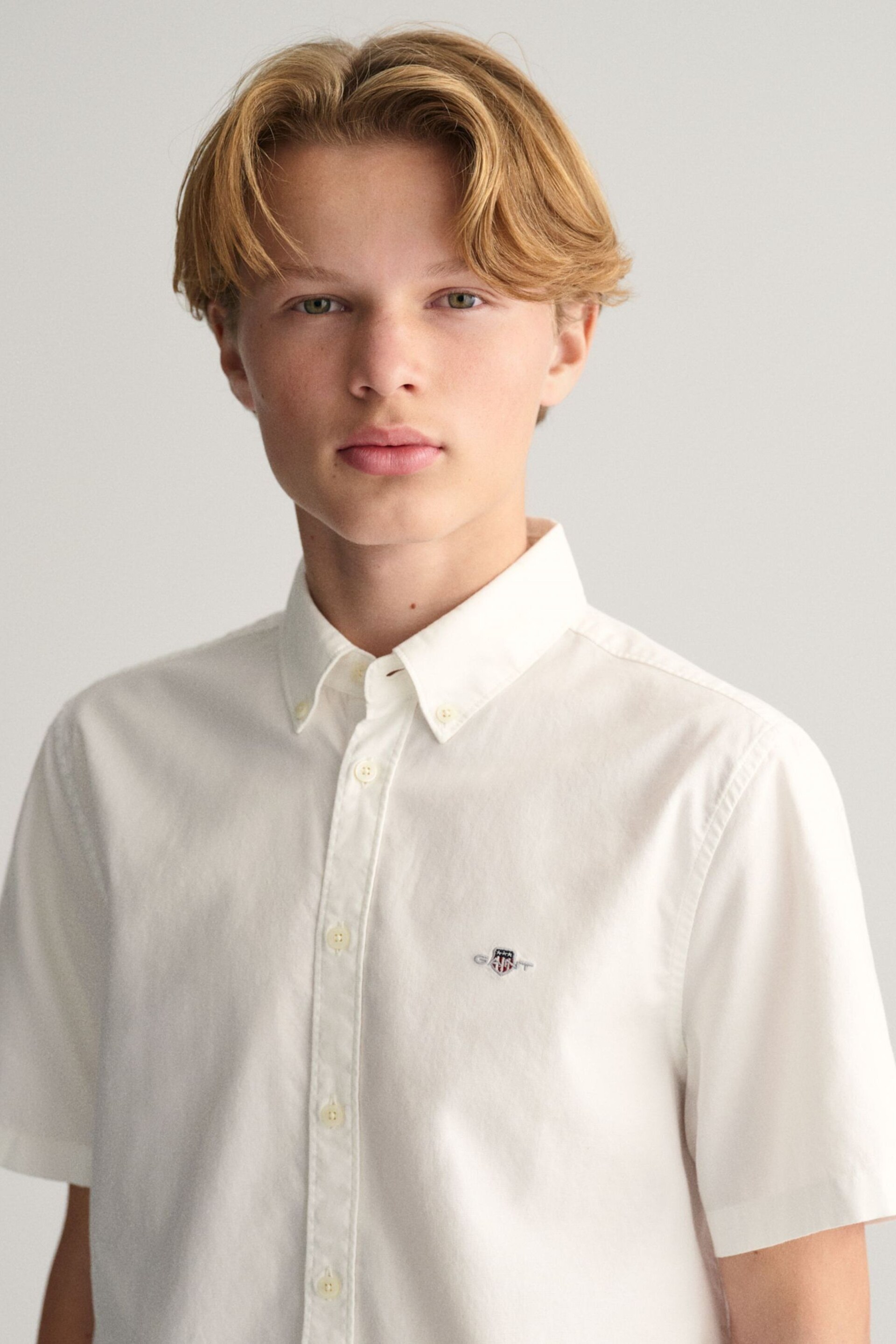 GANT White Boys Oxford Short Sleeve Shirt - Image 1 of 1